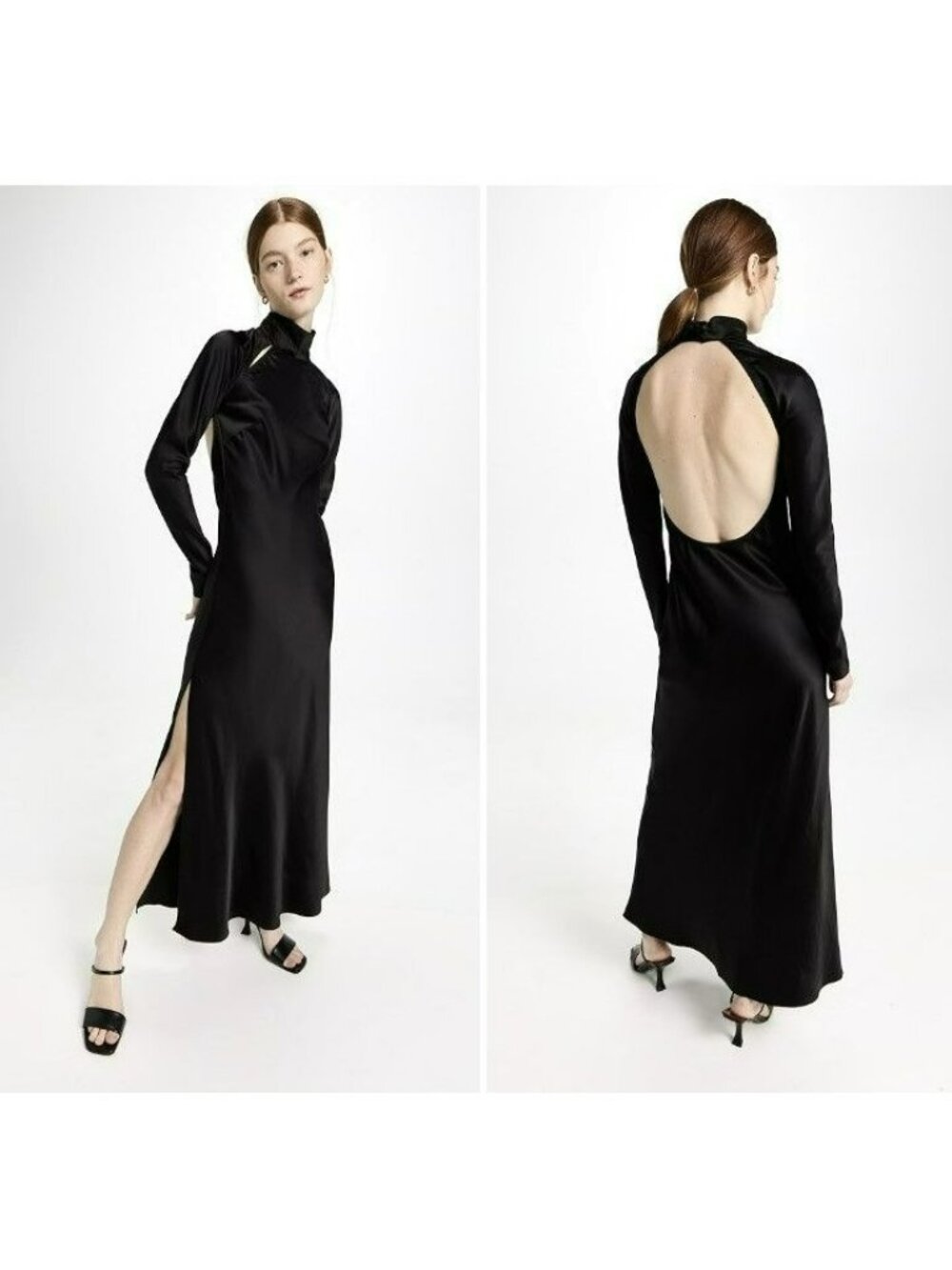 Anna October $810 Black Open Back Dress Long Sleeve Gothic Fairy Core Witchycore